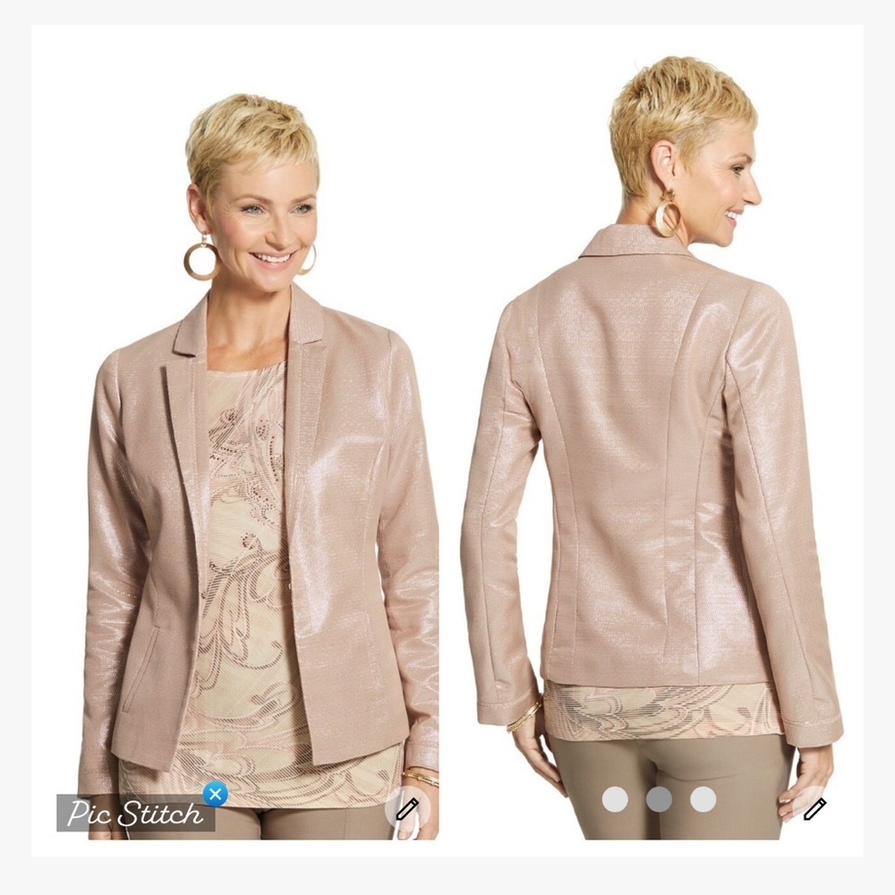 Chicos’s Glimmering Blush Blazer - Picture 1 of 13
